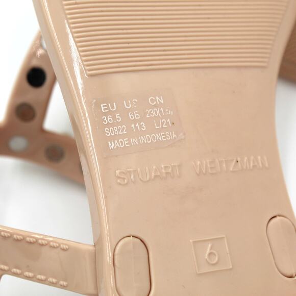 Stuart Weitzman Pearl Jelly Sandals Womens Size 6 Nude T Strap Thong Flats - Picture 9 of 9